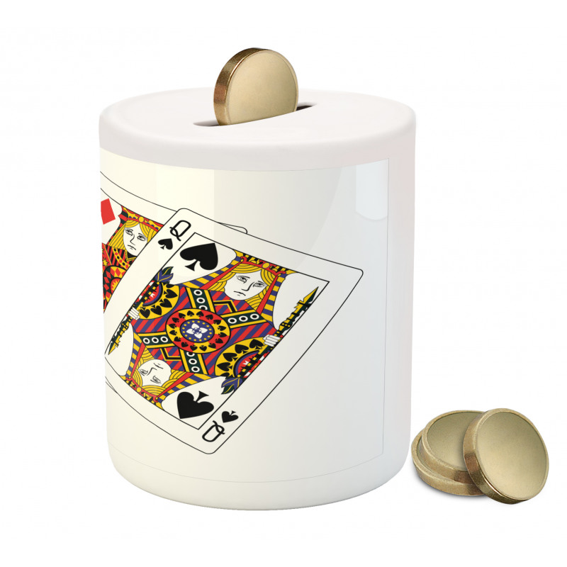 Queens Poker Play Cards Piggy Bank