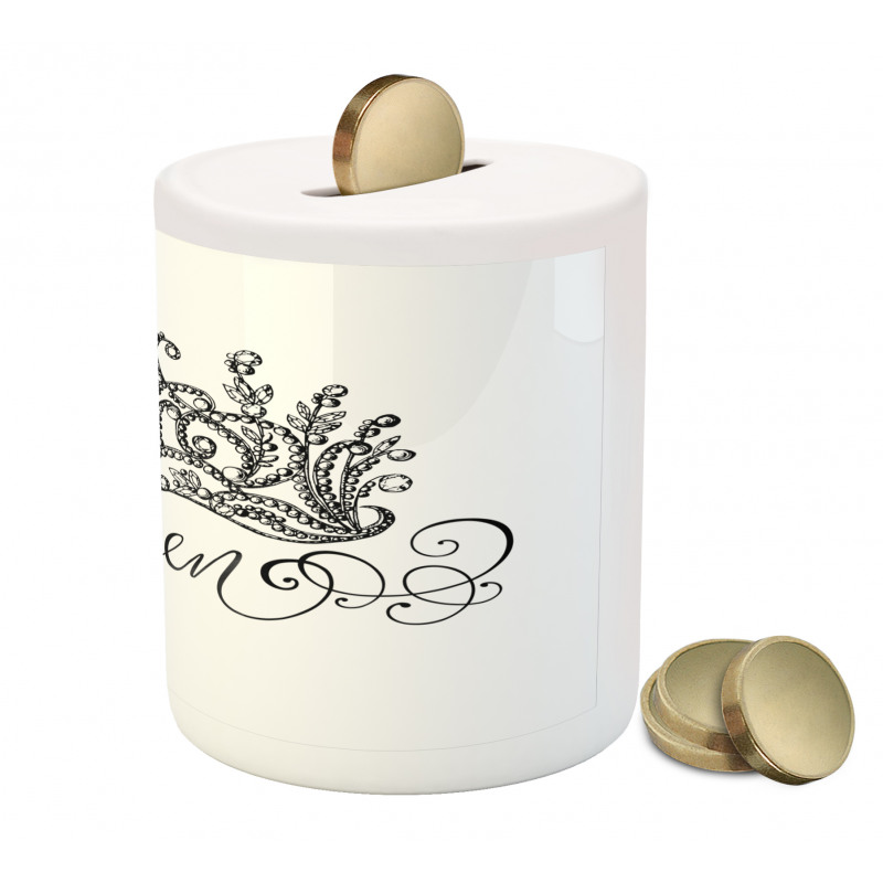 Crown Lettering Baroque Piggy Bank