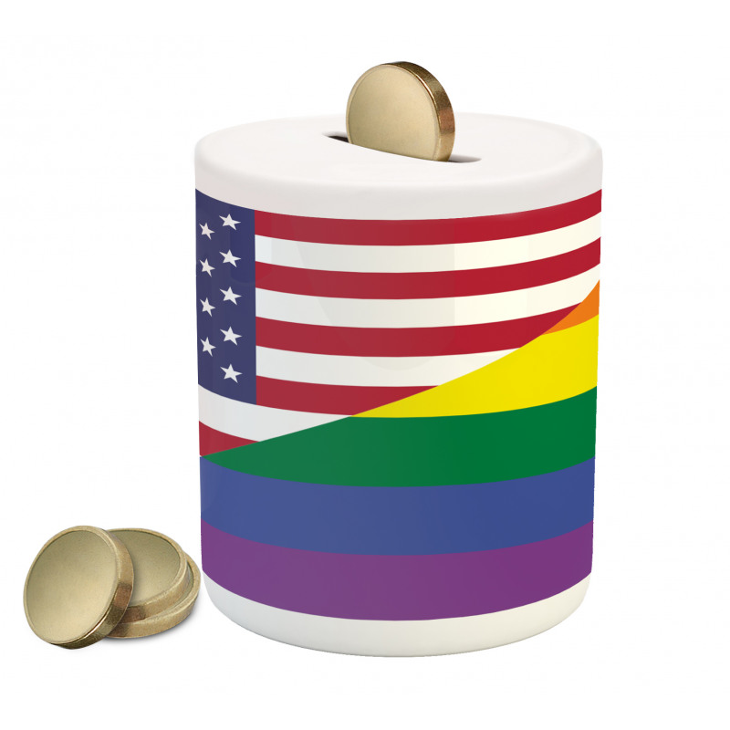 Flag USA Rainbow Colors Piggy Bank