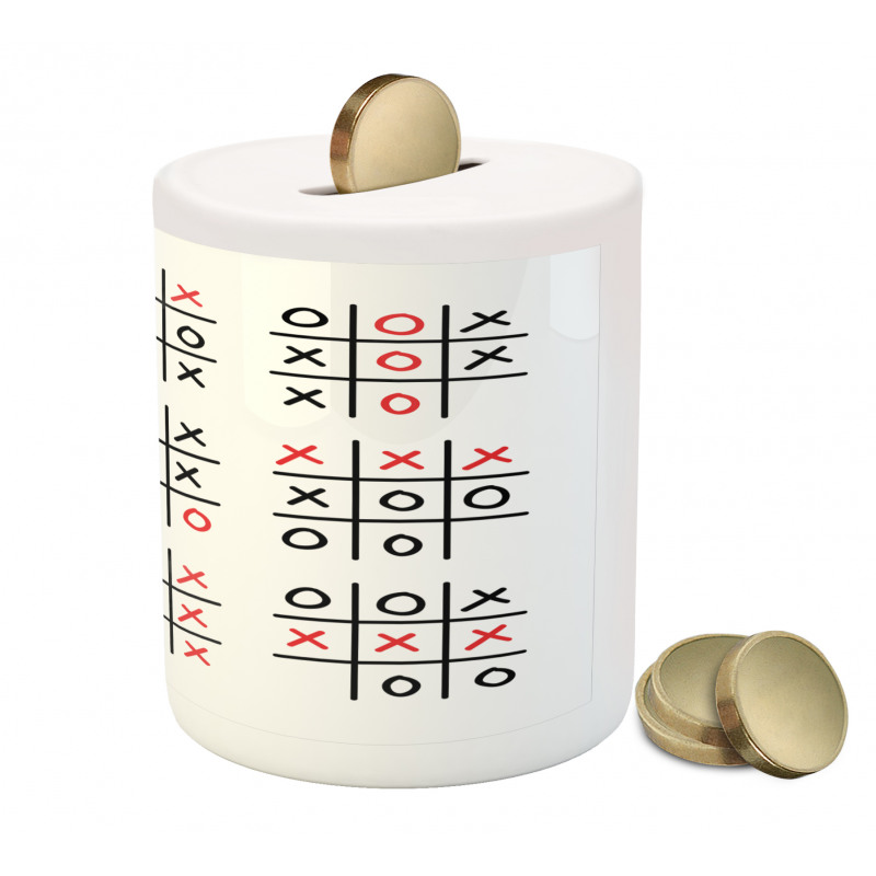 Tic Tac Toe Game Set Art Piggy Bank