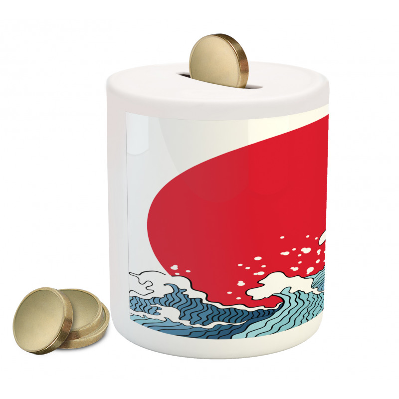 Red Sun Tsunami Piggy Bank