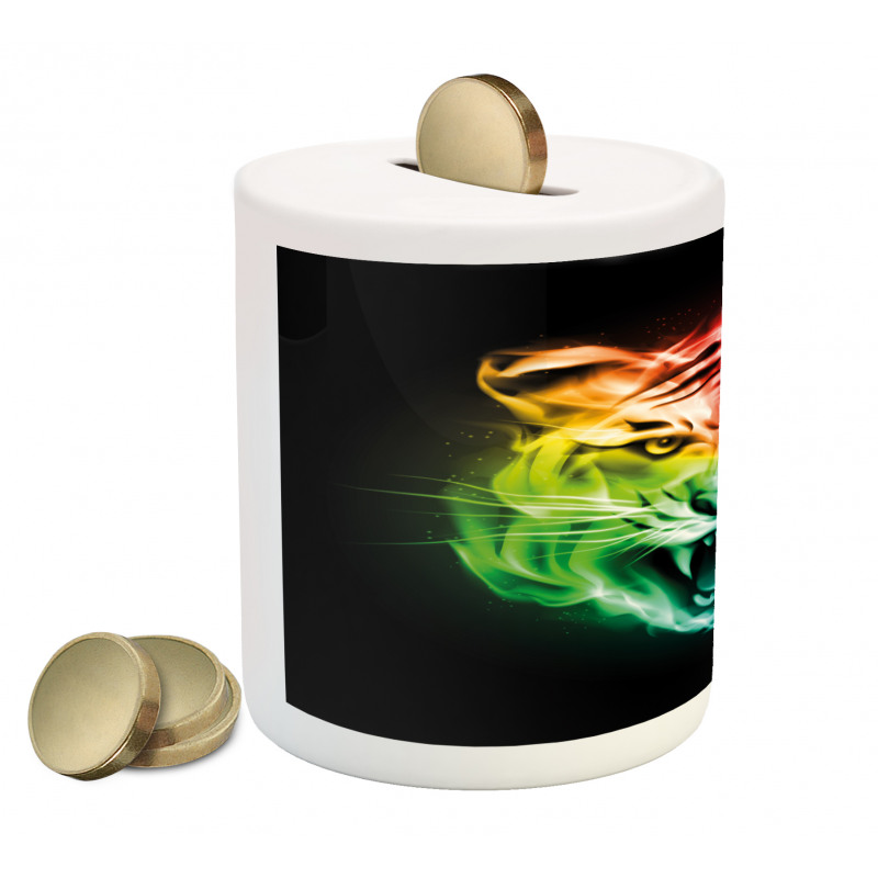 Abstract Feline Colorful Piggy Bank