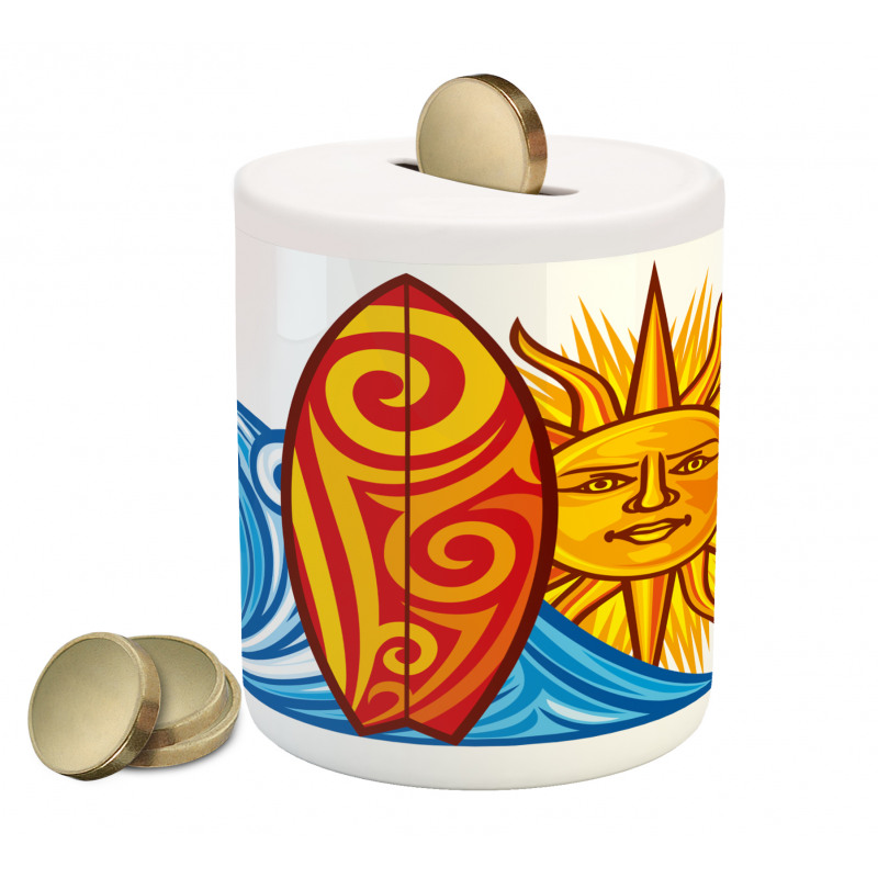 Ocean Wave Sun Piggy Bank