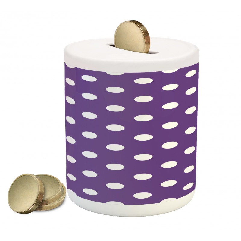 White Polka Dots Retro Piggy Bank