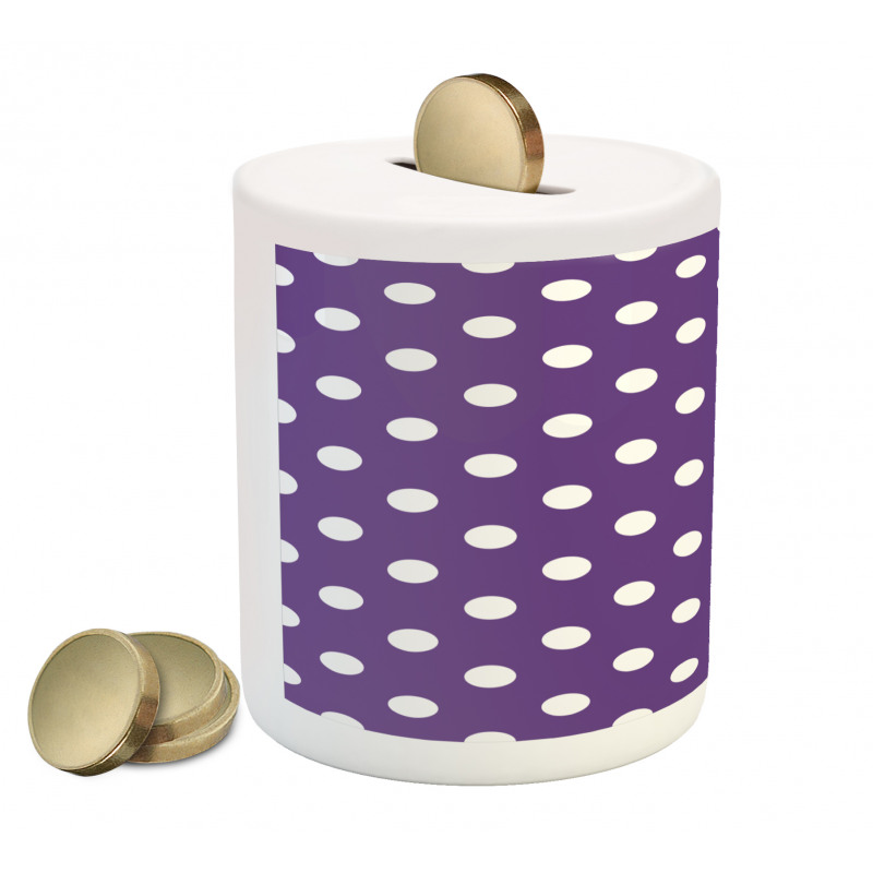 White Polka Dots Retro Piggy Bank