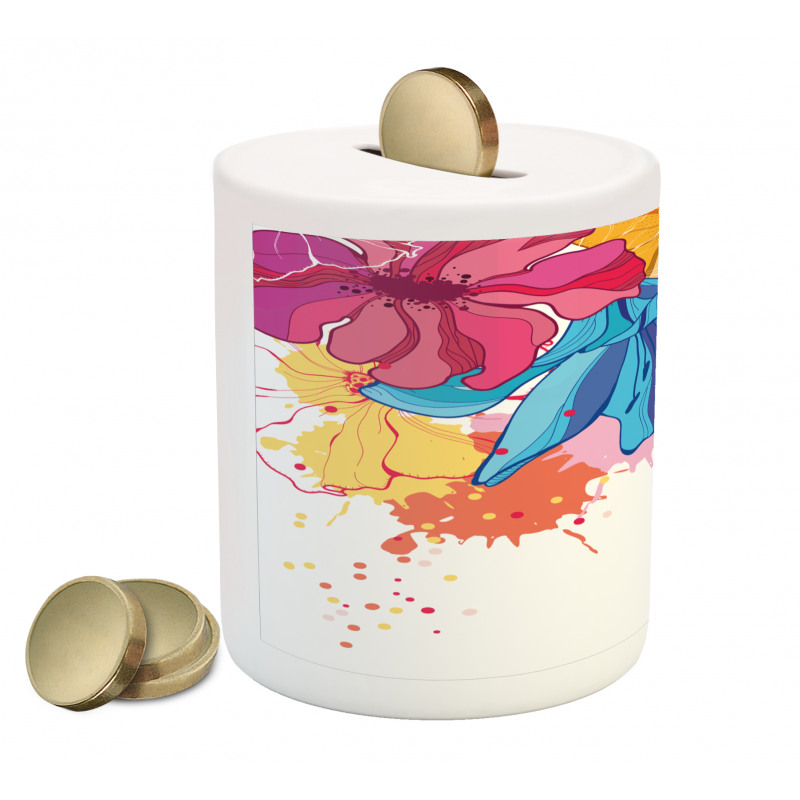 Vibrant Flowers Bloom Piggy Bank