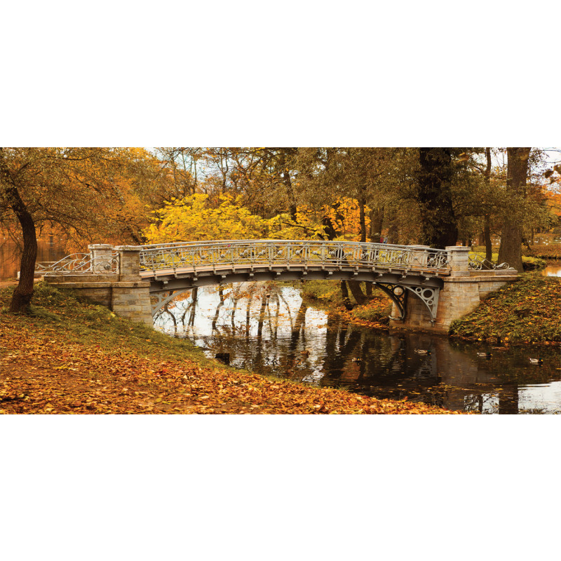 Old Bridge in Fall Forest Piggy Bank