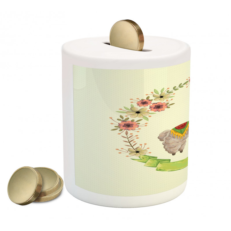 Colorful Watercolor Flora Piggy Bank