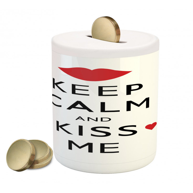 Kiss Me Red Hearts Piggy Bank