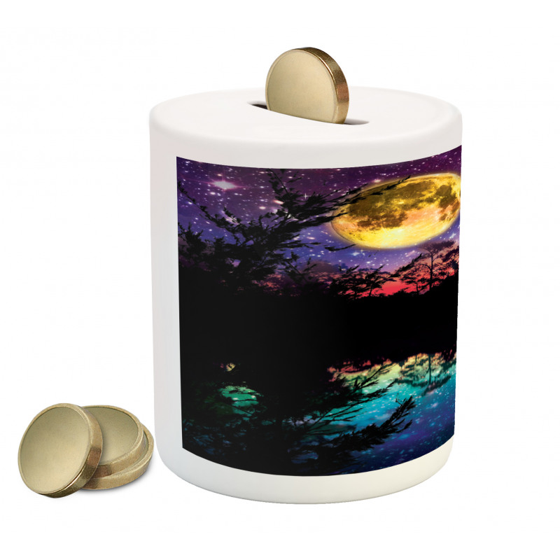 Night Sky Trees Piggy Bank