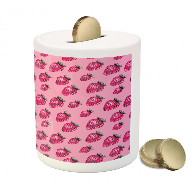 Pop Art Style Strawberry Piggy Bank