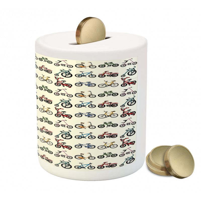 Colorful Bicycles Pattern Piggy Bank