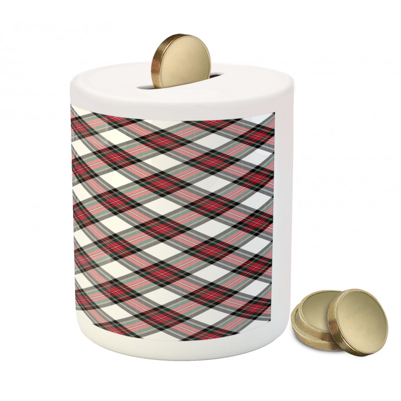 Plaid Motif Rhombuses Piggy Bank