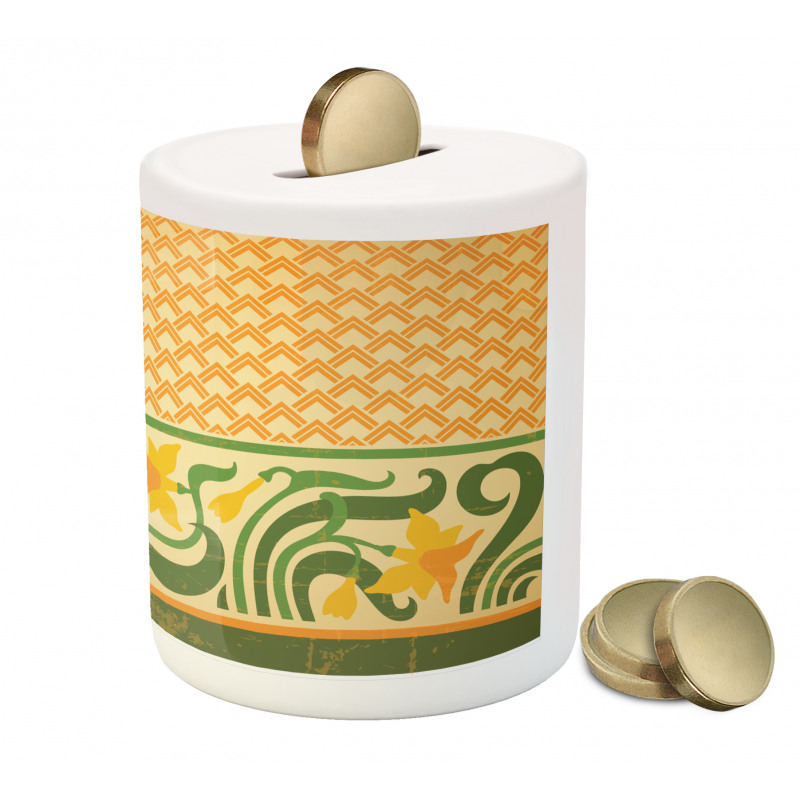 Ornate Daffodils Piggy Bank