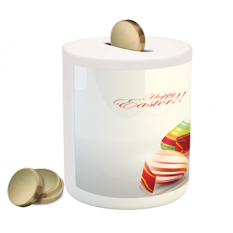 Ribbon and Colorful Eggs Piggy Bank