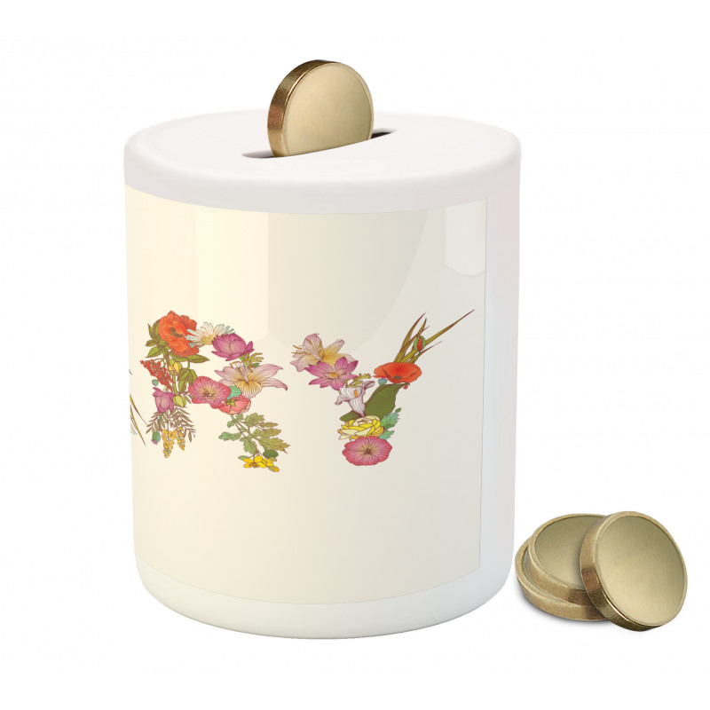 Blooming Flower Letters Piggy Bank