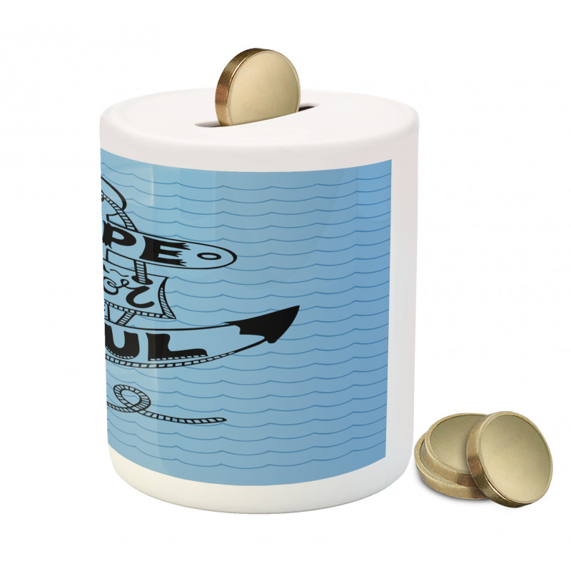 Anchor in the Wavy Ocean Piggy Bank