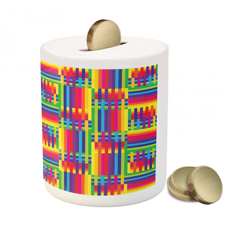 Striped Mosaic Piggy Bank