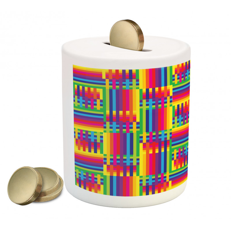 Striped Mosaic Piggy Bank