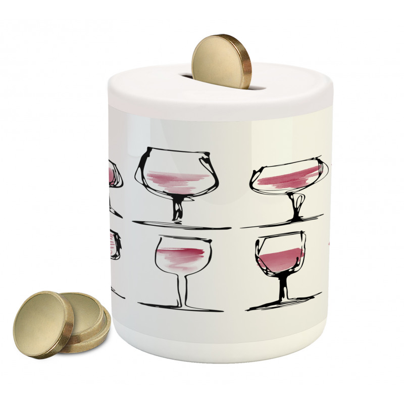 Sketch Wine Glasses Piggy Bank