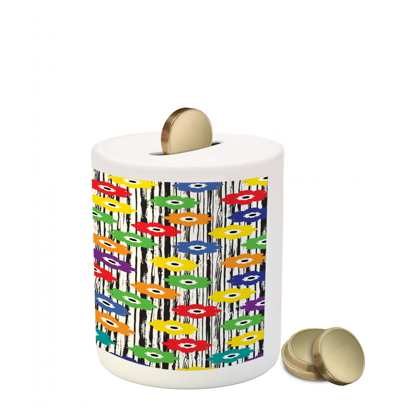 Repeating Vivid Petals Piggy Bank