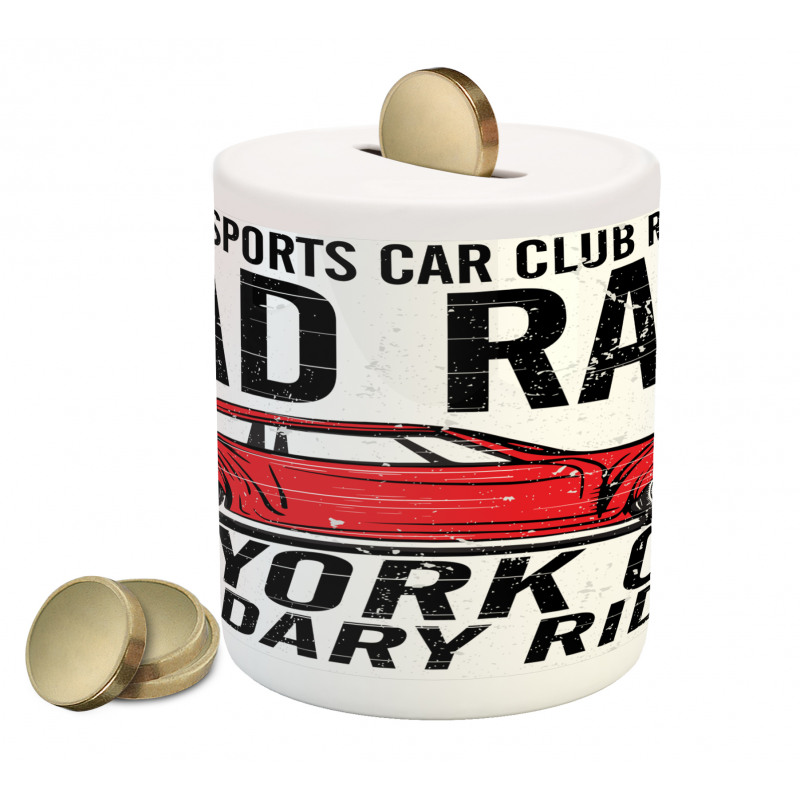 Vintage Sports Race Theme Piggy Bank