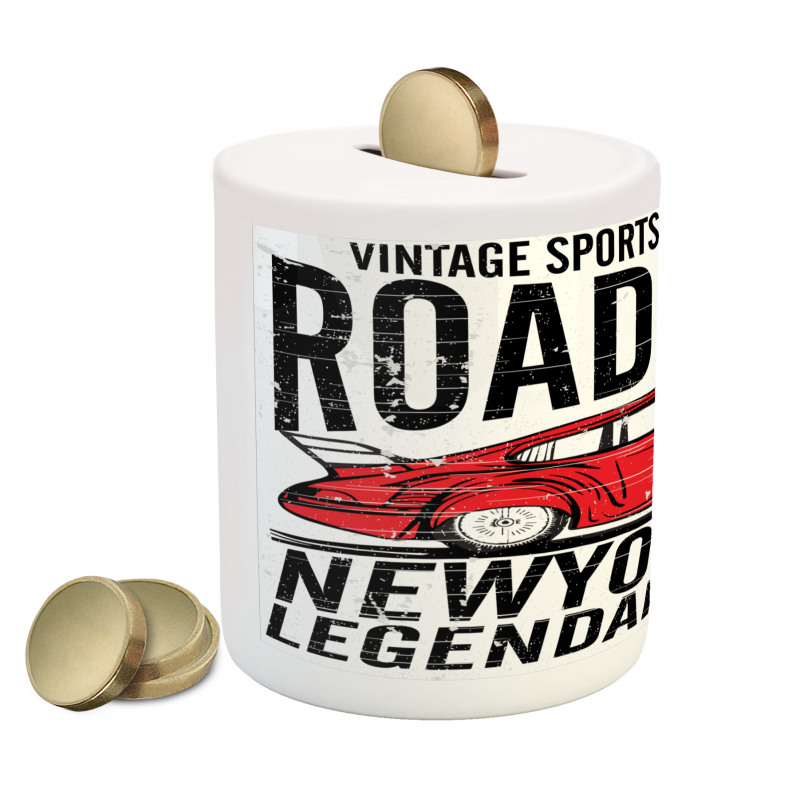 Vintage Sports Race Theme Piggy Bank