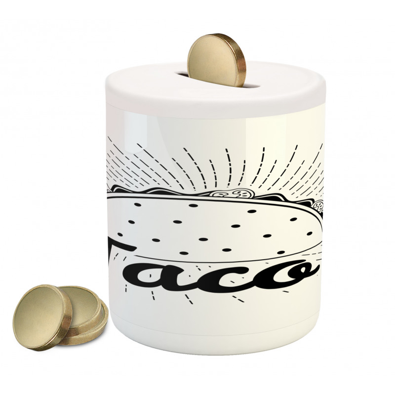 Mexican Taco Typography Art Piggy Bank