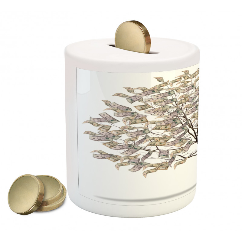 Surreal Money Leafy Tree Piggy Bank