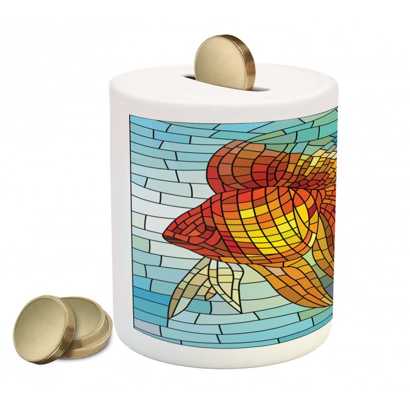 Stained Glass Mosaic Fish Art Piggy Bank