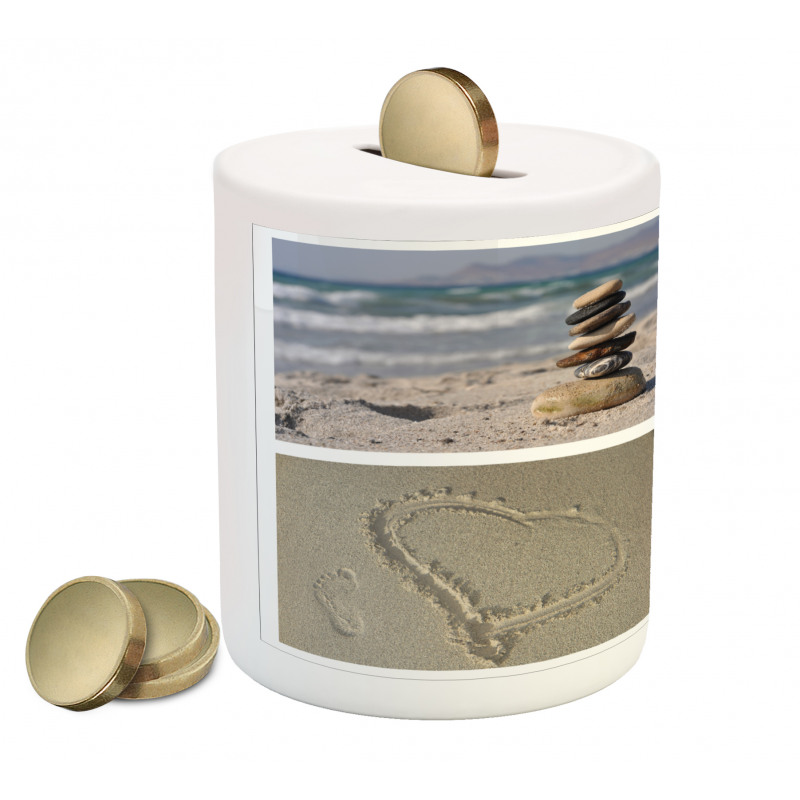 Sand and Pebbles Collage Piggy Bank