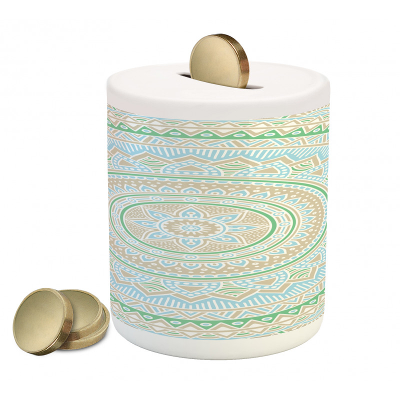 Oriental Motif Pastel Tone Piggy Bank