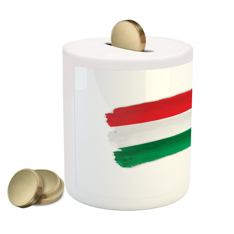 Hungarian Flag Brush Colors Piggy Bank