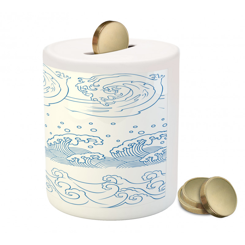 Ocean Curved Tsunami Piggy Bank