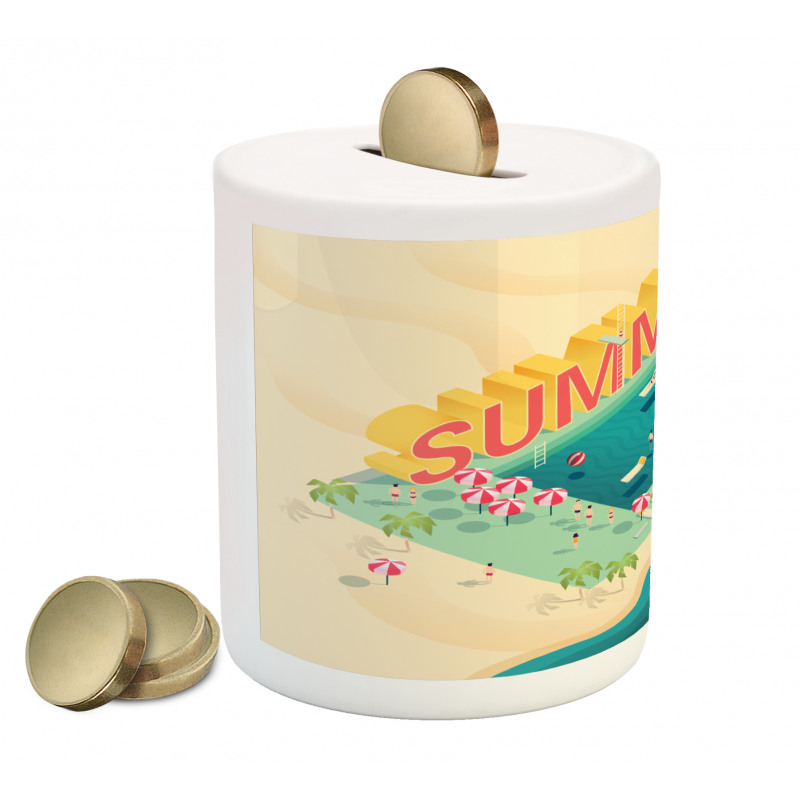 Summer Beach Ocean Fun Piggy Bank