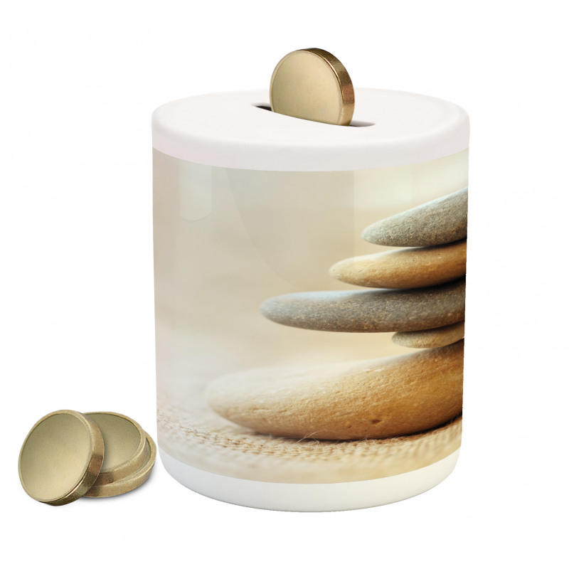 Calm Theme Stack Stone Pebble Piggy Bank