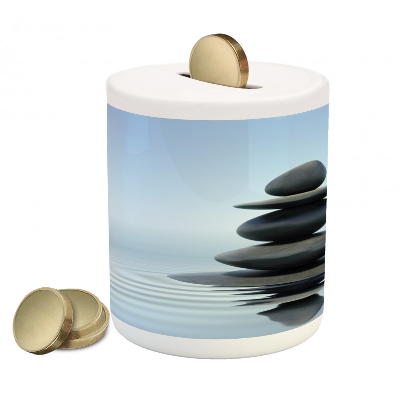 Stones in Water Calm Theme Piggy Bank