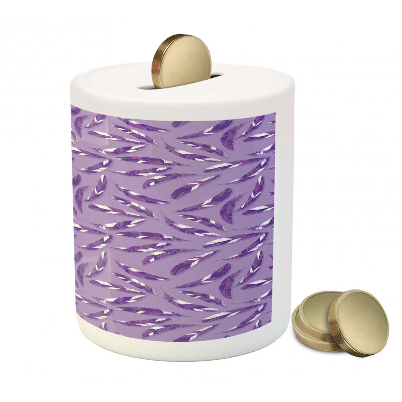 Lilac Delicate Feathers Piggy Bank