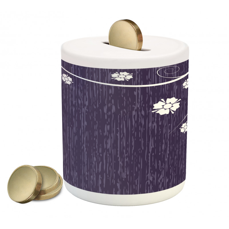 Violet Beauty Floral Piggy Bank