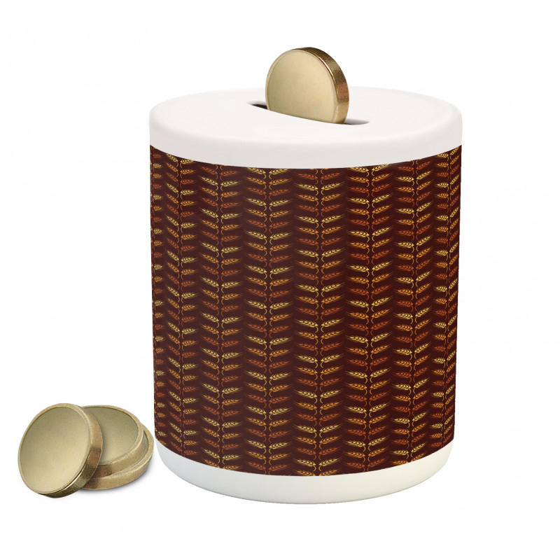 Wheat Illustration Brown Piggy Bank