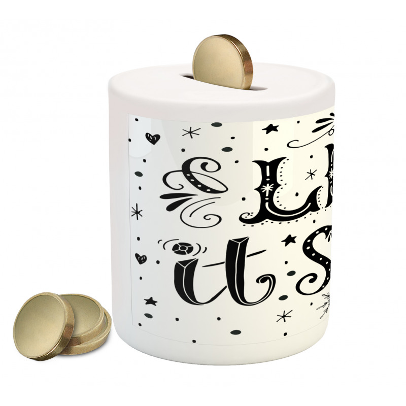 Monochrome Let it Snow Art Piggy Bank