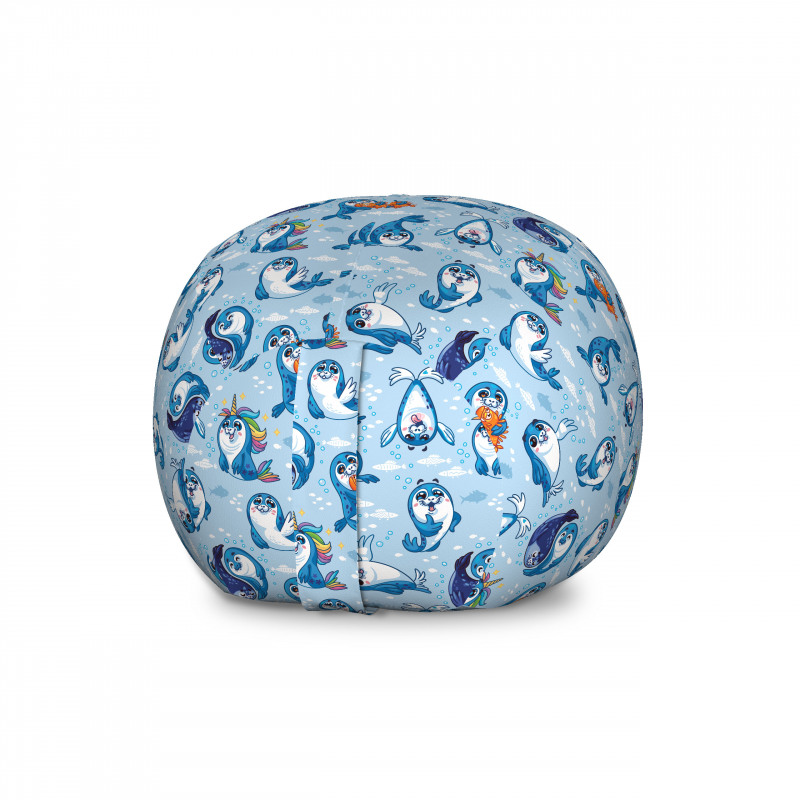 Çocuklar için Pelüş Oyuncak Çuvalı Sevimli Mavi Fok Desenli