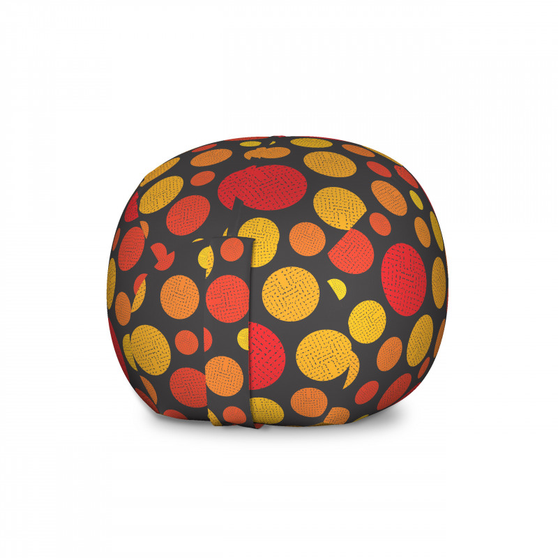 Geometrik Pelüş Oyuncak Çuvalı Kırmızı Sarı ve Turuncu Daire Şekilleri