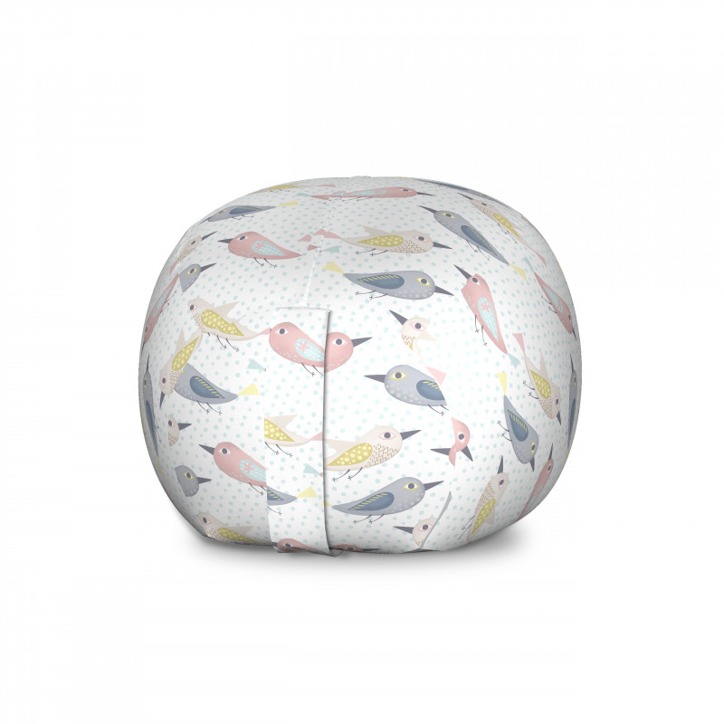 Puantiyeli Pelüş Oyuncak Çuvalı Romantik Soft Renklerde Minik Kuş Deseni