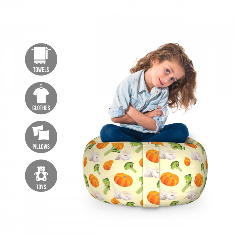 Yiyecek Pelüş Oyuncak Çuvalı Brokoli Sarımsak Balkabağı Desenli Poster