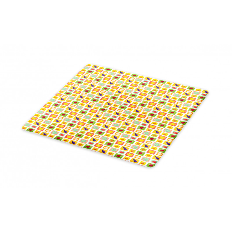 Foods in Vivid Squares Cutting Board