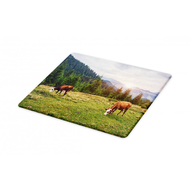 Cows Grazing in Meadow Cutting Board