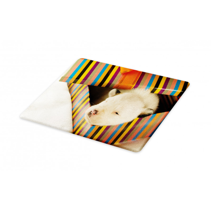 Newborn Dog in Gift Box Photo Cutting Board