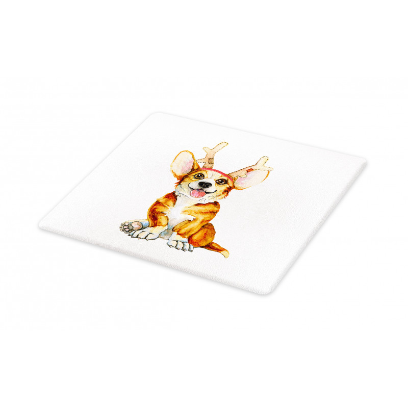 Corgi Dog with Deer Antlers Cutting Board