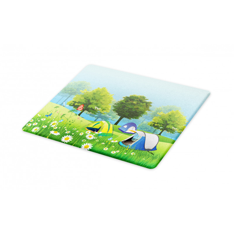 Tents in Spring Forest Cutting Board